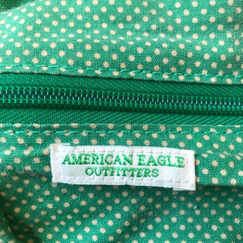 Vintage American Eagle Green Canvas Messenger Bag with Brown Trim early 2000’s - Picture 3 of 8